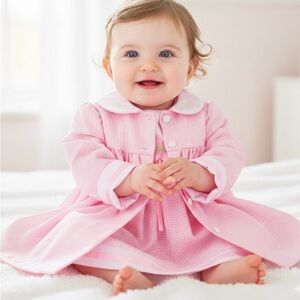 Bonnie Baby pink/white TWO-piece dress set, great condition, 18 mon